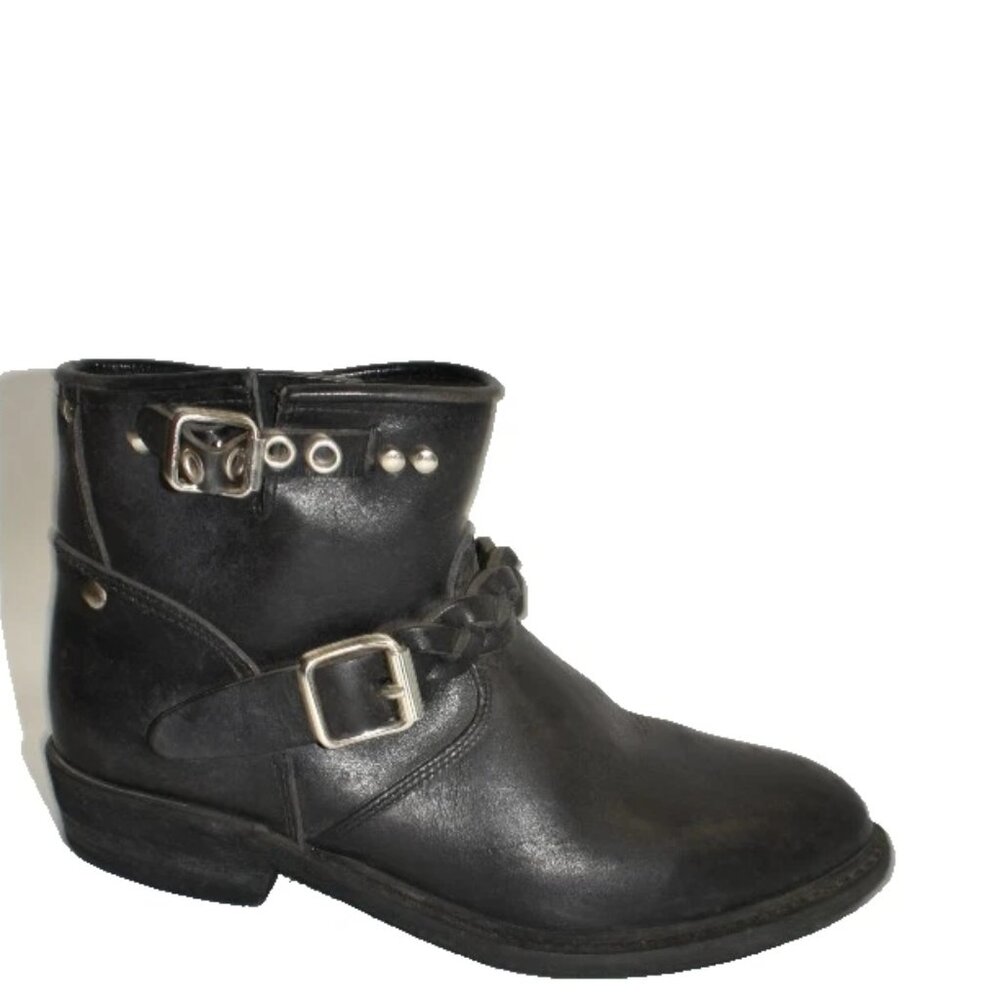 Golden Goose Black Biker Low Boots Distressed Leather Size 36 6 DD525 - Picture 1 of 6